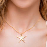 Solid Starfish Necklace in Silver with 24ct Gold