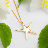 Solid Starfish Necklace in Silver with 24ct Gold