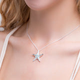 Large Starfish Necklace in Silver & Larimar