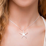 Solid Starfish Necklace in Silver
