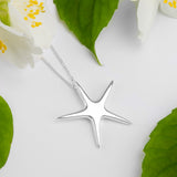 Solid Starfish Necklace in Silver