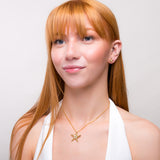 Large Starfish Necklace in Sterling Silver with 24ct Gold & Pearl