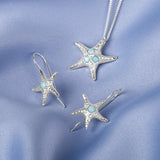 Large Starfish Necklace in Silver & Larimar