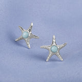 Starfish Stud Earrings in Silver & Larimar