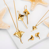 Stingray Hook Earrings in Silver with 24ct Gold
