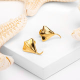 Stingray Stud Earrings in Silver with 24ct Gold