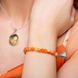 Stretch Bead Bracelet in Carnelian.