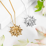 'Sun of May' Sun Face Necklace in Silver with 24ct Gold
