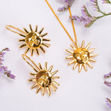 Sun Face Hook Earrings in Silver with 24ct Gold
