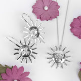 Sun Face Hook Earrings in Silver