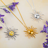 Sun Goddess Necklace in Silver with 24ct Gold