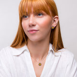 Sunflower Stud Earrings in Silver and Yellow Amber