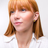 Sunflower Stud Earrings in Silver and Yellow Amber