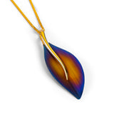 Long Leaf Necklace in Titanium & Sterling Silver with 24ct Gold