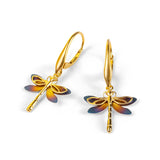 Dragonfly Drop Earrings in Titanium & Sterling Silver with 24ct Gold
