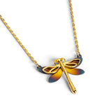 Miniature Dragonfly Necklace in Titanium & Sterling Silver with 24ct Gold