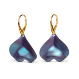 Single Flower Petal Drop Earrings in Titanium & Sterling Silver 24ct Gold