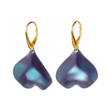 Single Flower Petal Drop Earrings in Titanium & Sterling Silver 24ct Gold