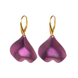 Single Flower Petal Drop Earrings in Titanium & Sterling Silver 24ct Gold
