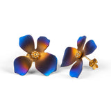 Abstract Daisy Flower Earrings in Titanium & Sterling Silver 24ct Gold