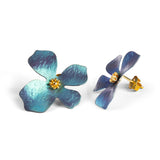 Abstract Daisy Flower Earrings in Blue Titanium & Sterling Silver 24ct Gold (Copy)