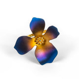 Abstract Daisy Flower Ring in Sterling Silver with 24ct Gold & Titanium