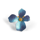 Abstract Daisy Flower Ring in Sterling Silver with 24ct Gold & Blue Titanium