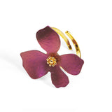 Abstract Daisy Flower Ring in Sterling Silver with 24ct Gold & Purple Titanium