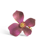 Abstract Daisy Flower Ring in Sterling Silver with 24ct Gold & Purple Titanium