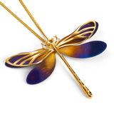 Statement Dragonfly Necklace in Titanium & Sterling Silver with 24ct Gold