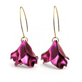 Pink Falling Flower Petals Drop Earrings in Titanium & Sterling Silver 24ct Gold