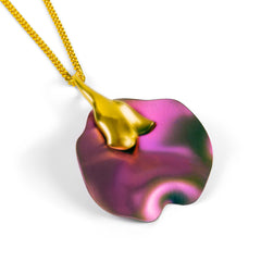 Single Flower Petal Necklace in Pink Titanium & Sterling Silver with 24ct Gold
