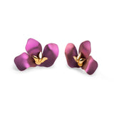 Abstract Half Flower Stud Earrings in Titanium & Sterling Silver with 24ct Gold