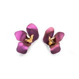 Abstract Half Flower Stud Earrings in Titanium & Sterling Silver with 24ct Gold
