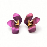 Abstract Half Flower Stud Earrings in Titanium & Sterling Silver with 24ct Gold