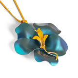 Abstract Flower Necklace in Light Blue Titanium & Sterling Silver with 24ct Gold