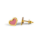 Heart Stud Earrings in Pink Titanium & Sterling Silver 24ct Gold