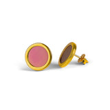 Round Stud Earrings in Pink Titanium & Sterling Silver 24ct Gold
