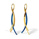 Long Dangles Drop Earrings in Titanium and 24ct Gold