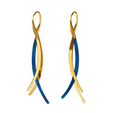 Long Dangles Drop Earrings in Titanium and 24ct Gold