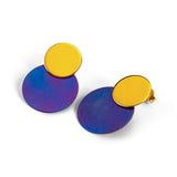 Double Disc Drop Earrings in Titanium & Sterling Silver 24ct Gold