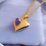 December Birthstone Heart Necklace in Silver with 24ct Gold & Tanzanite