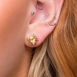 Tarantula Spider Stud Earrings in Silver with 24ct Gold