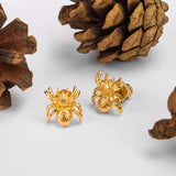 Tarantula Spider Stud Earrings in Silver with 24ct Gold