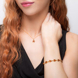 Classic Teardrop Link Bracelet in Silver with 24ct Gold and Amber