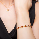 Classic Teardrop Link Bracelet in Silver with 24ct Gold and Amber