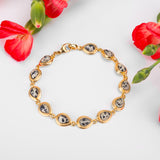 Classic Teardrop Link Bracelet in Silver with 24ct Gold & Dalmatian Jasper