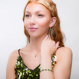 Classic Teardrop Link Bracelet in Silver with 24ct Gold & Green Onyx