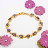 Classic Teardrop Link Bracelet in Silver with 24ct and Labradorite