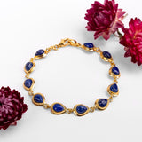 Classic Teardrop Link Bracelet in Silver with 24ct Gold & Lapis Lazuli